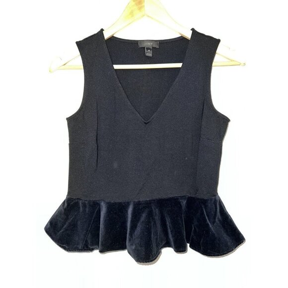 J.CREW Tops - J. Crew Crop Top Peplum Style Sleeveless Velvet Ruffle Size XS (H)